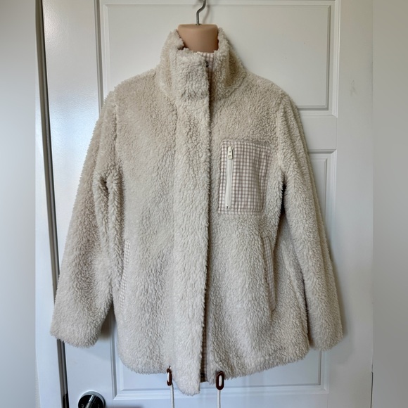Madewell Cream Sherpa Jacket with Brown Check size S - Picture 5 of 10